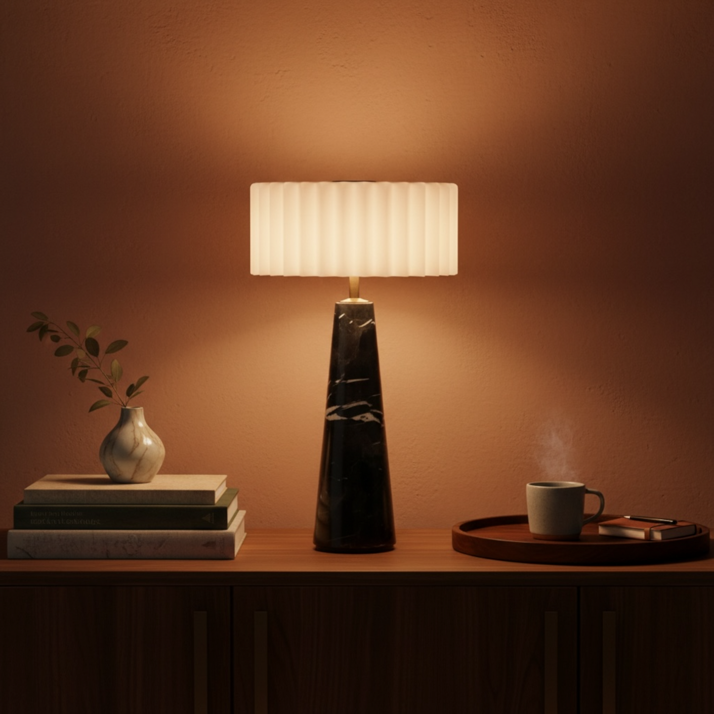 Blok Lamp - in zwart marmer