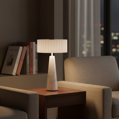 Blok Lamp - in wit marmer