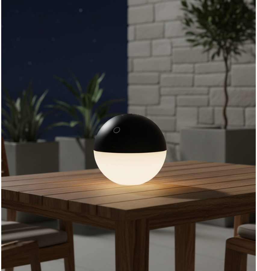 Albedo Zwart – Draadloze LED sfeerlamp voor warm licht, binnen & buiten